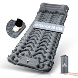 HIKENTURE Sleeping Mat 10cm Camping Air Mattress, Camping Sleeping Mat Small Pack Size, Inflatable Sleeping Mat with Foot Pump for Camping, Outdoor, Hiking, Tent - Gray A1