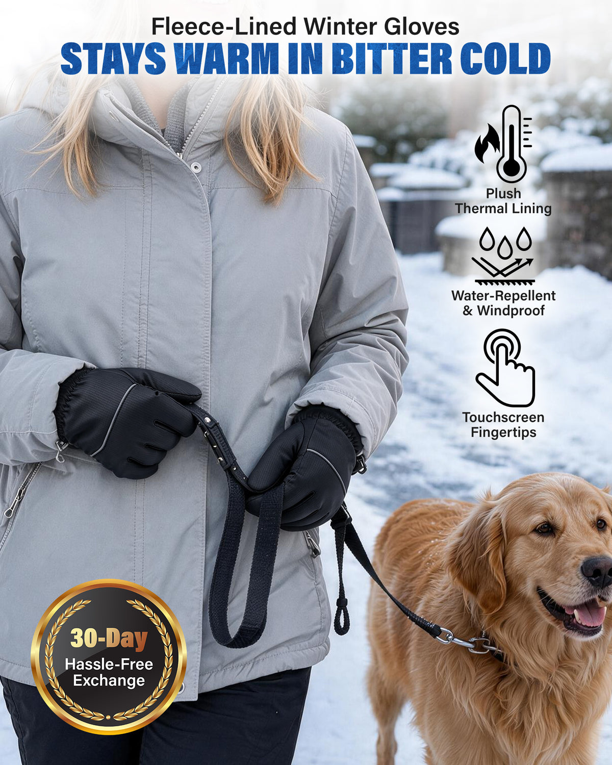 Hikenture Winter Gloves for Men Women, Thermal Warm Gloves for Cold Weather