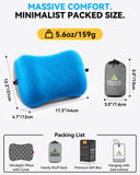 Hikenture Camping Pillow with Removable Cover - Ultralight Inflatable Pillow for Hiking,Backpacking - Upgrade Comfortable Ergonomic Air Pillow for Neck Support - Soft Travel Pillow in Car,Beach,Office