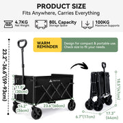 Hikenture Lightweight Collapsible Wagon-220 lb Capacity