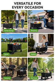 Hikenture Collapsible Wagon Cart with Wheels, 220 lbs Foldable Wagon
