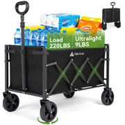 Hikenture Collapsible Wagon Cart with Wheels, 220 lbs Foldable Wagon