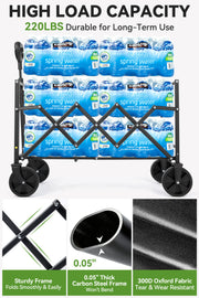 Hikenture Collapsible Wagon Cart with Wheels, 220 lbs Foldable Wagon