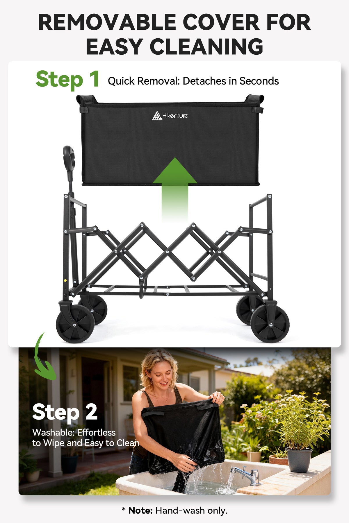 Hikenture Collapsible Wagon Cart with Wheels, 220 lbs Foldable Wagon