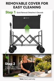 Hikenture Collapsible Wagon Cart with Wheels, 220 lbs Foldable Wagon