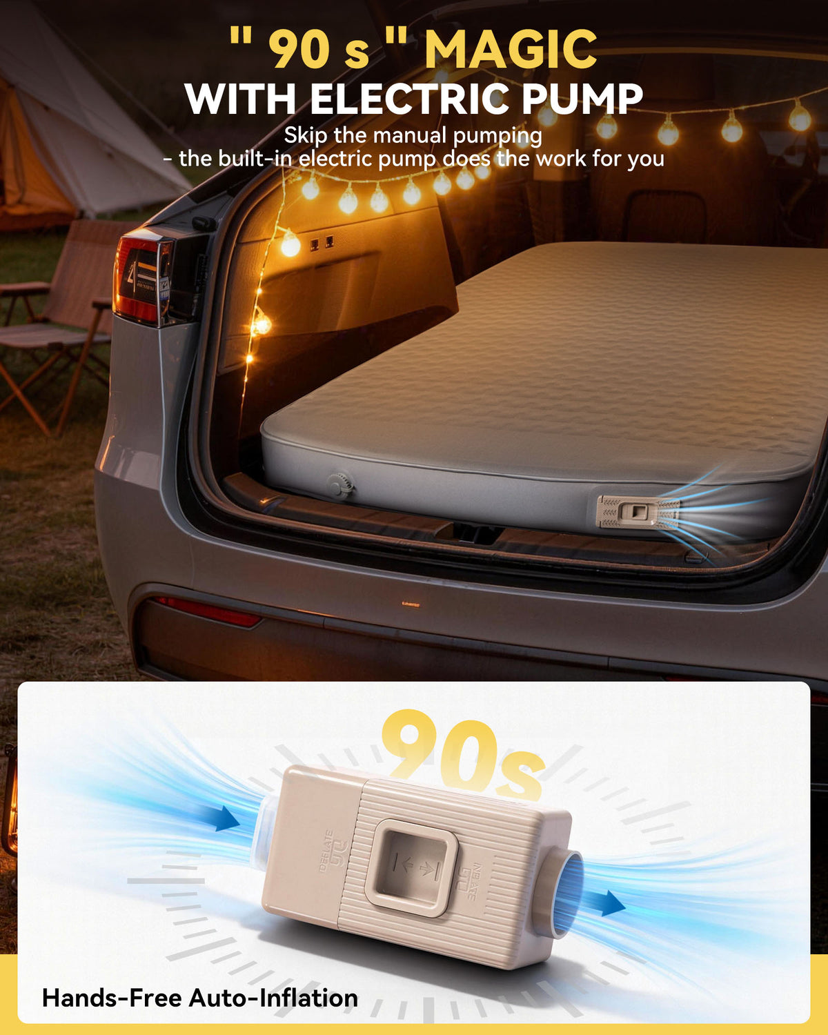 Hikenture Camping Mattress for Tesla Model Y& Suv, Electric Pump Sleeping Pad