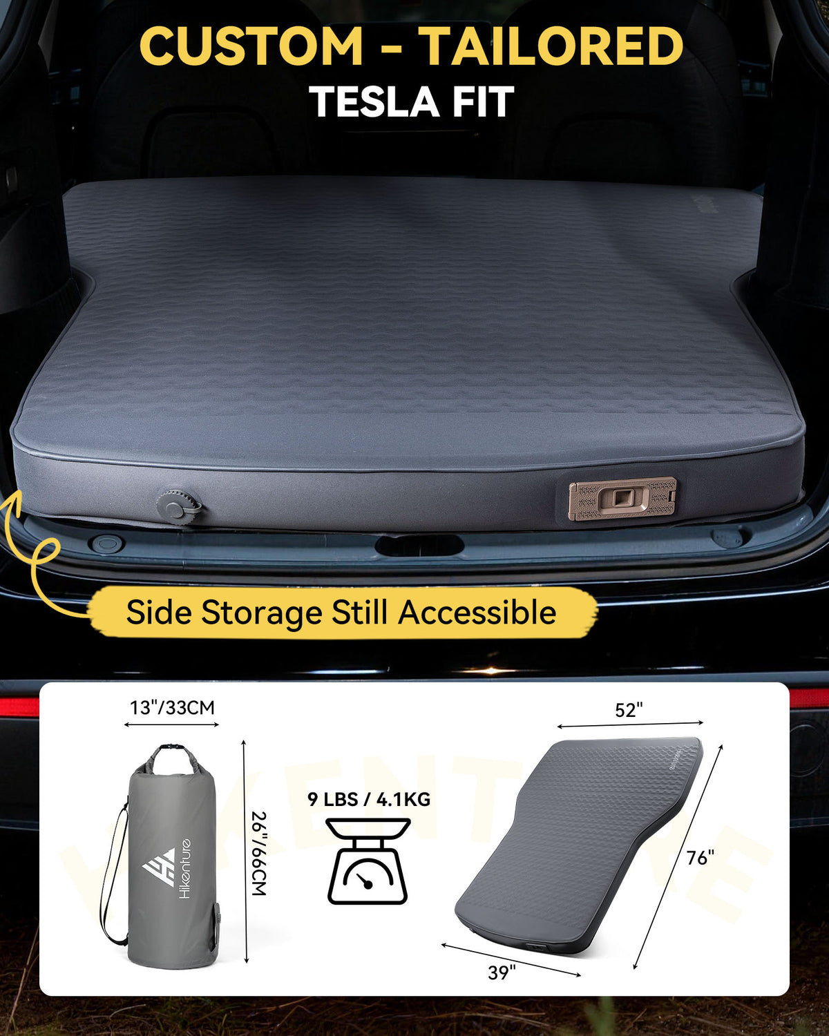 Hikenture Camping Mattress for Tesla Model Y& Suv, Electric Pump Sleeping Pad