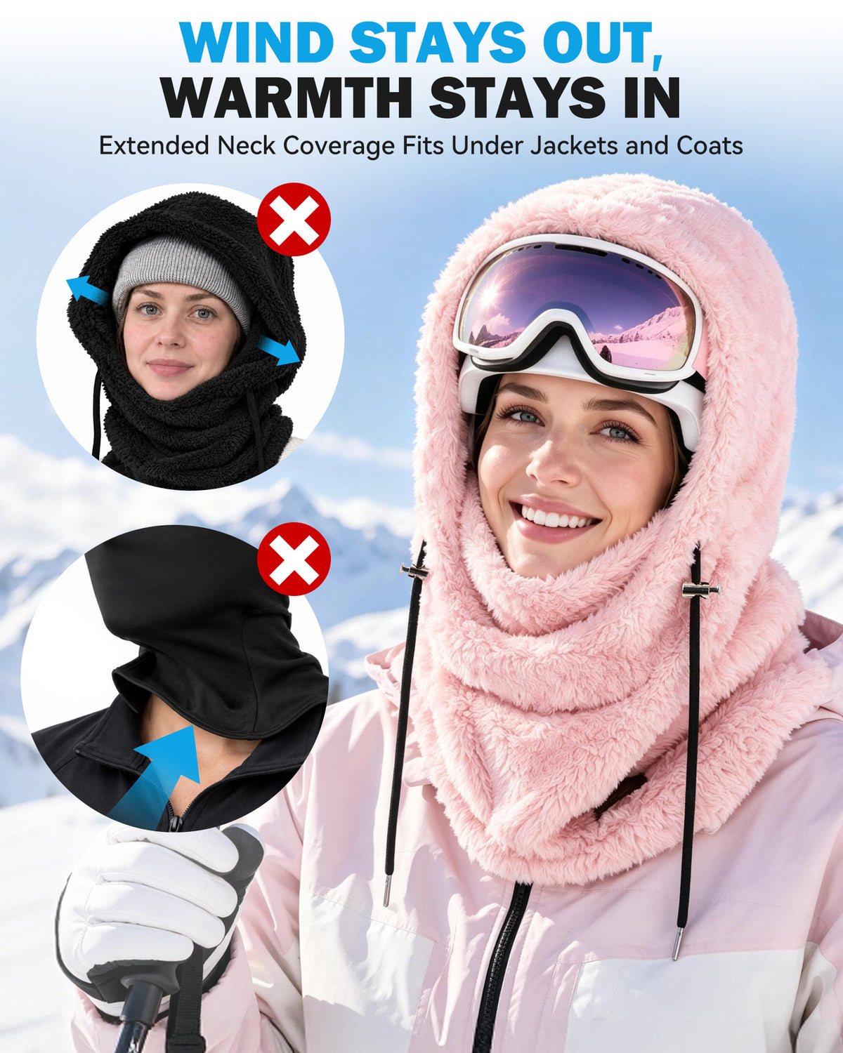 Hikenture Winter Balaclava Ski Mask for Men & Women, Thermal Neck Cover