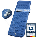 HIKENTURE Sleeping Pad 13CM Ultra-Thick Sleeping Pad Camping with Pillow, Inflatable Air Mattress Small Pack Size, Ultralight Sleeping Mat with Foot Pump for Outdoor, Hiking, Tent - Blue