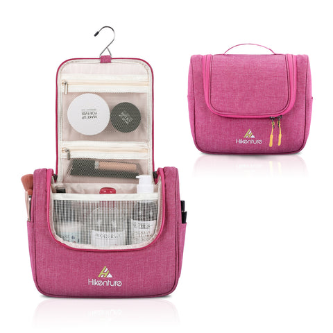 Hikenture Toiletry Bag for Women,Travel Toiletries Bag, Hanging Cosmetic Bag for Makeup,Water-Resistant Bathroom Shower Bag Travel Organizer Trousse De Toilette Voyage(Pink)