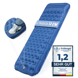 HIKENTURE Sleeping Pad 13CM Ultra-Thick Sleeping Pad Camping with Pillow, Inflatable Air Mattress Small Pack Size, Ultralight Sleeping Mat with Foot Pump for Outdoor, Hiking, Tent - Blue