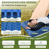 HIKENTURE Sleeping Pad 13CM Ultra-Thick Sleeping Pad Camping with Pillow, Inflatable Air Mattress Small Pack Size, Ultralight Sleeping Mat with Foot Pump for Outdoor, Hiking, Tent - Blue