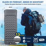 HIKENTURE Sleeping Pad 13CM Ultra-Thick Sleeping Pad Camping with Pillow, Inflatable Air Mattress Small Pack Size, Ultralight Sleeping Mat with Foot Pump for Outdoor, Hiking, Tent - Grey