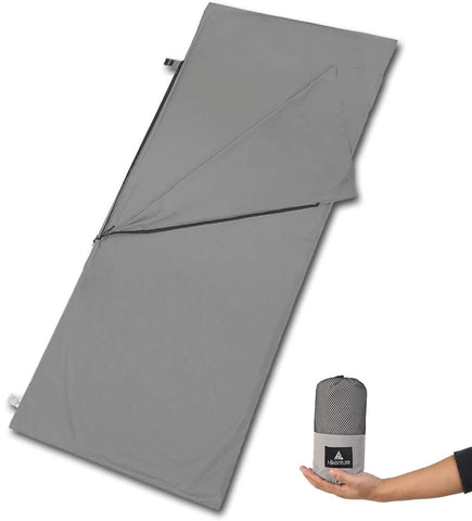 Hikenture Sleeping Bag Liner -Soft Polyester Microfiber Camping Sheet- Portable Lightweight Travel Sheet with Zipper-87 x 35 inches