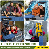 HIKENTURE Sleeping Pad 13CM Ultra-Thick Sleeping Pad Camping with Pillow, Inflatable Air Mattress Small Pack Size, Ultralight Sleeping Mat with Foot Pump for Outdoor, Hiking, Tent - Blue