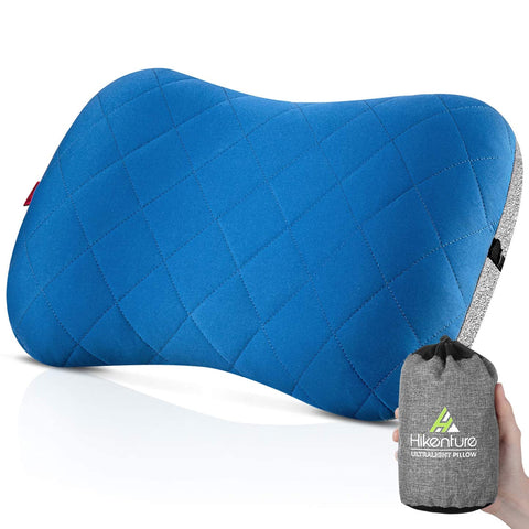Hikenture Camping Pillow with Removable Cover - Ultralight Inflatable Pillow for Hiking,Backpacking - Upgrade Comfortable Ergonomic Air Pillow for Neck Support - Soft Travel Pillow in Car,Beach,Office
