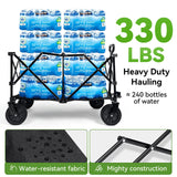 Hikenture Collapsible Wagon 330LBS Capacity, 200L Extra Large Wagons Carts Foldable, Heavy Duty Folding Wagon with All-Terrain Wheels, Utility Beach Wagon for Outdoor Garden
