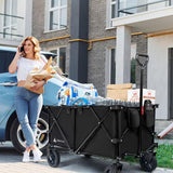 Hikenture Collapsible Wagon 330LBS Capacity, 200L Extra Large Wagons Carts Foldable, Heavy Duty Folding Wagon with All-Terrain Wheels, Utility Beach Wagon for Outdoor Garden