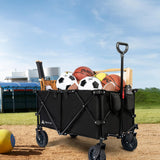 Hikenture Collapsible Wagon 330LBS Capacity, 200L Extra Large Wagons Carts Foldable, Heavy Duty Folding Wagon with All-Terrain Wheels, Utility Beach Wagon for Outdoor Garden