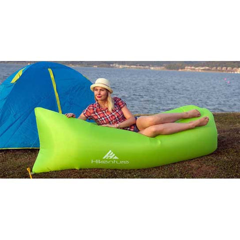 Hikenture Air Filled Lounger For Camping,Outdoor Hangout,Beach,Indoor - Portable Carry Bag (Green)